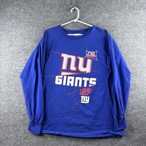VINTAGE New York Giants Shirt Mens L Blue NFL Football Long Sleeve No Huddle